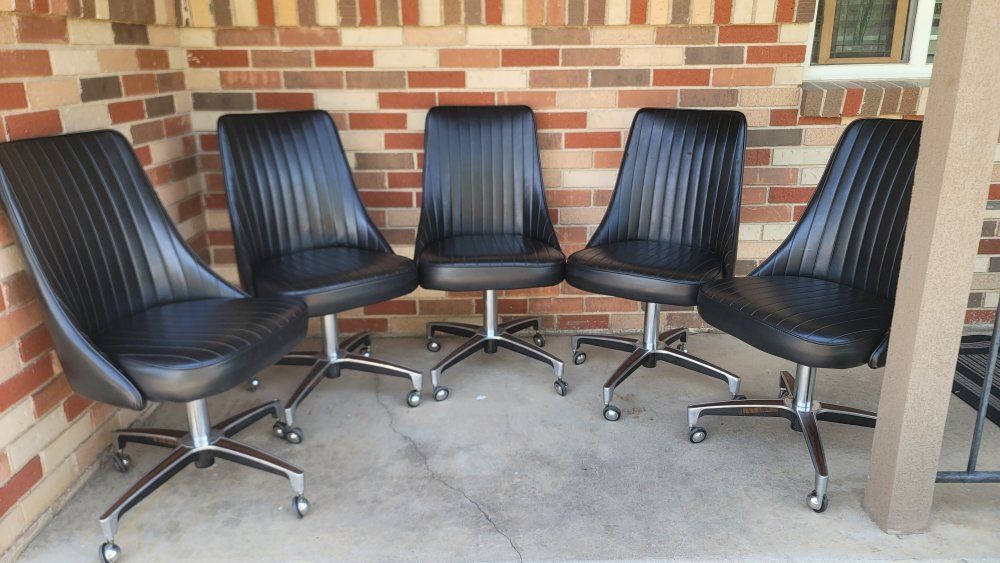 Authentic Mid-Century Modern Chromecraft Dining Chairs – Set of 5 Available