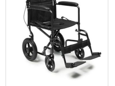Deluxe Transport Chair - 19" Seat Width, Aluminum Frame, 300 lb Capacity, Black