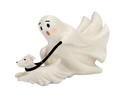 Halloween ghost with running dog figurine
