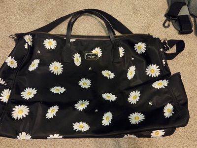 Kate Spade New York Black Daisy Print Nylon Tote Travel Bag