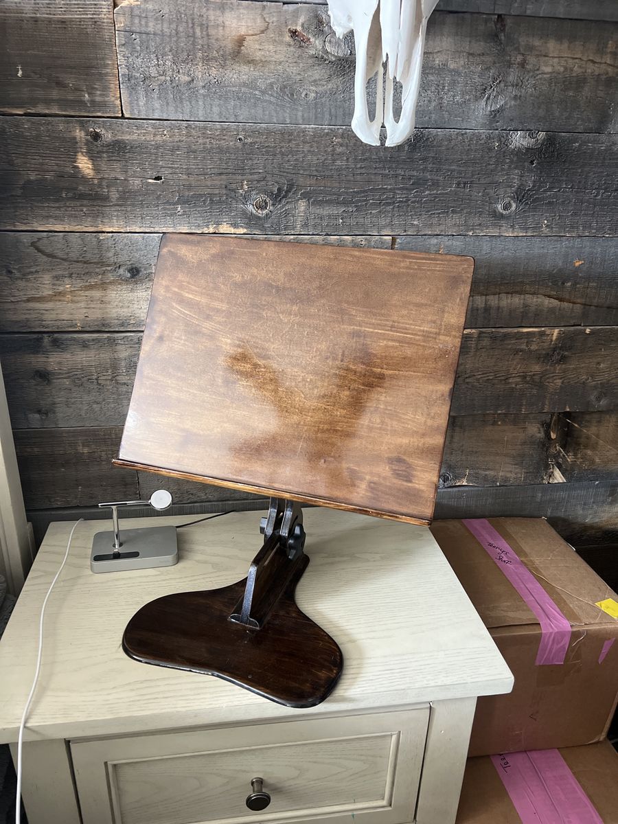 Vintage Adjustable Wooden Desktop Book Stand - Dark Wood Finish, Rustic Style