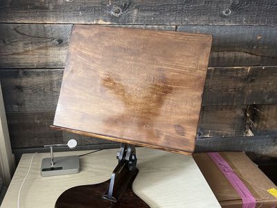 Vintage Adjustable Wooden Desktop Book Stand - Dark Wood Finish, Rustic Style