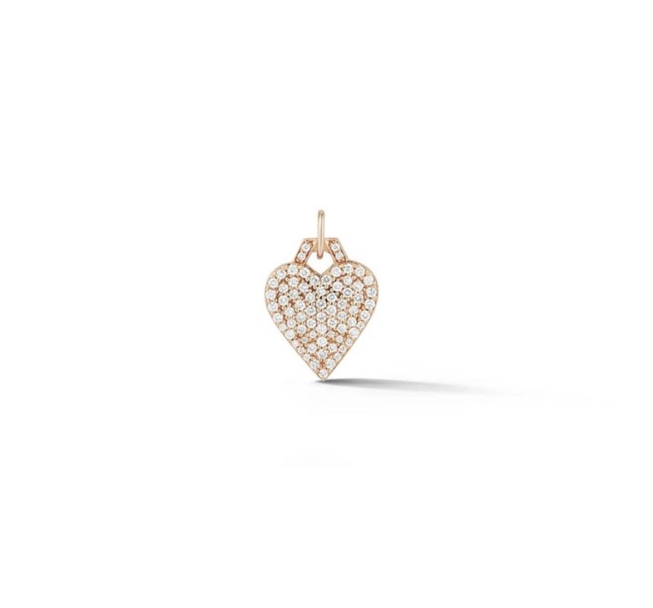 Dora 18K Rose Gold All Diamond Pave Mini Heart Charm Pendant