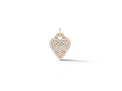 Dora 18K Rose Gold All Diamond Pave Mini Heart Charm Pendant