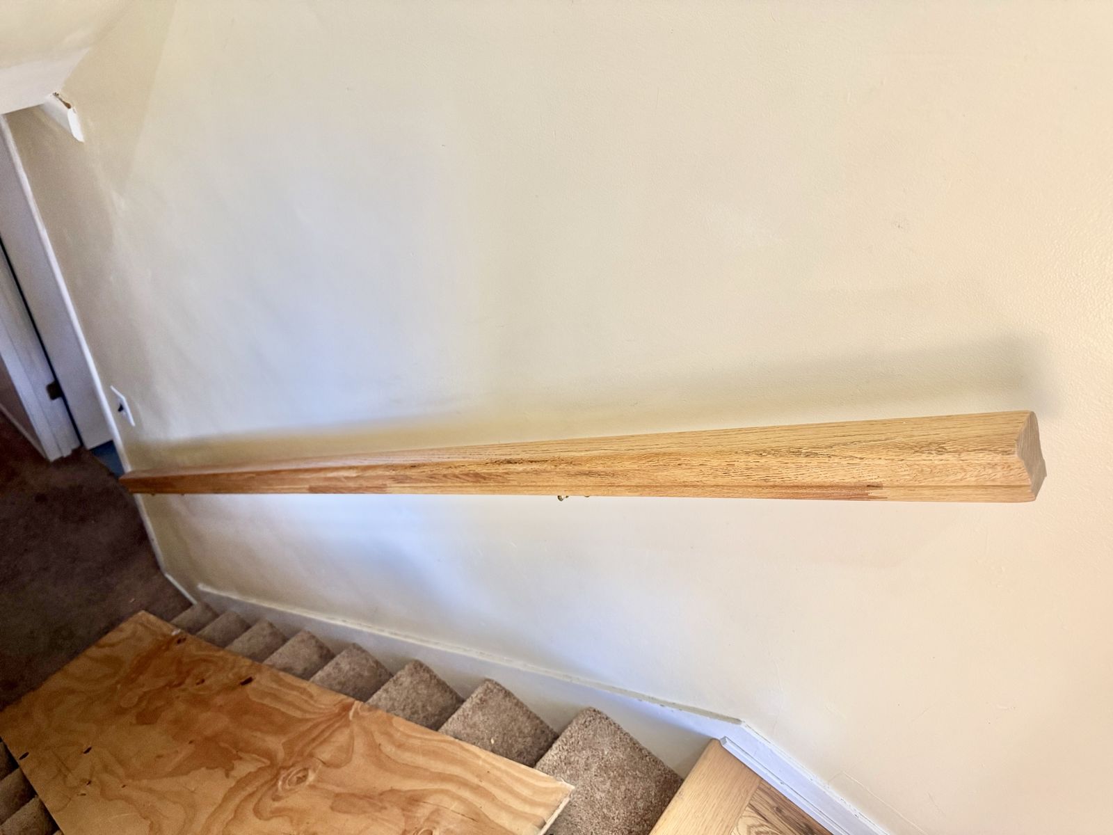 Oak Handrail, 8 feet long, Natural Wood Finish