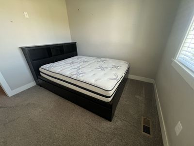 Black Platform Storage Bed Frame with Headboard and Mattress - Queen Size