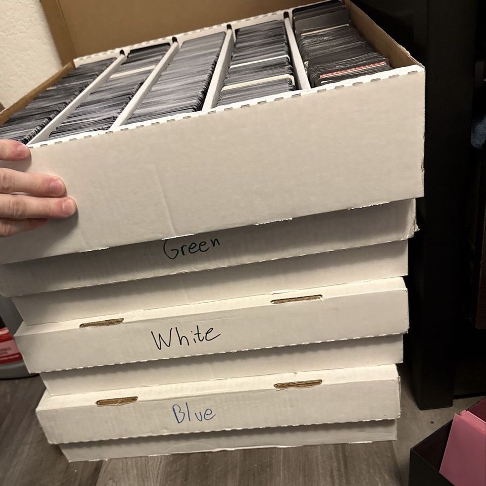 Bulk Magic the Gathering Cards Collection in White Monster Storage Boxes