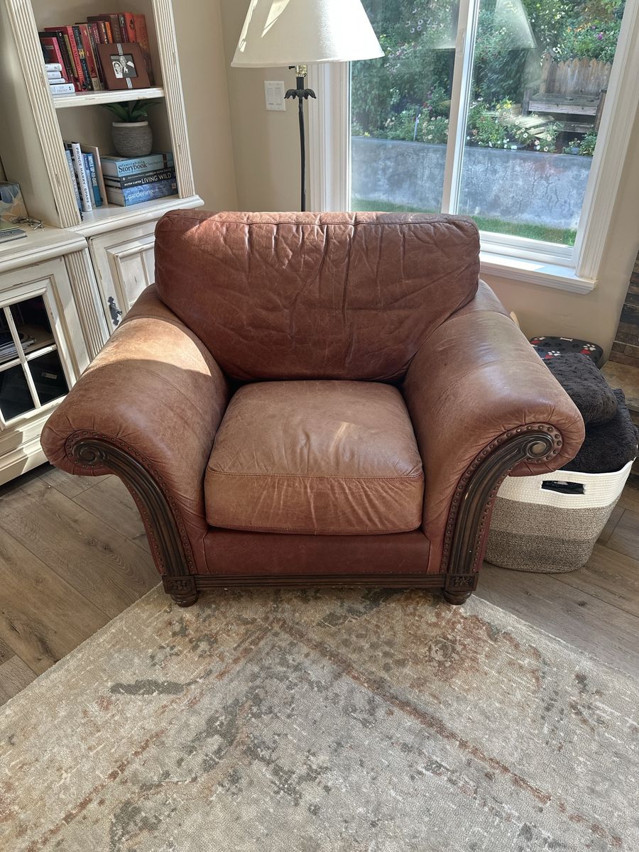 Overstuffed Leather Chair