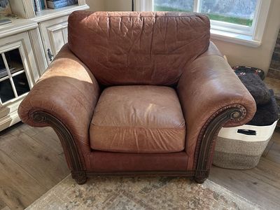 Overstuffed Leather Chair