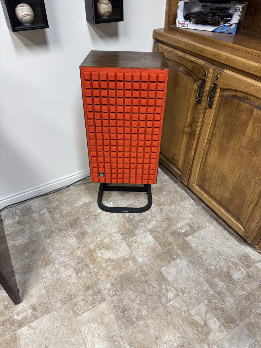 JBL L100 Century Vintage Quadrex Foam Grille Loudspeakers with Stands - Orange