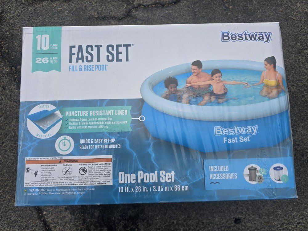 Bestway Fast Set 10' x 26" Fill & Rise Round Inflatable Pool Set with Filter Pump