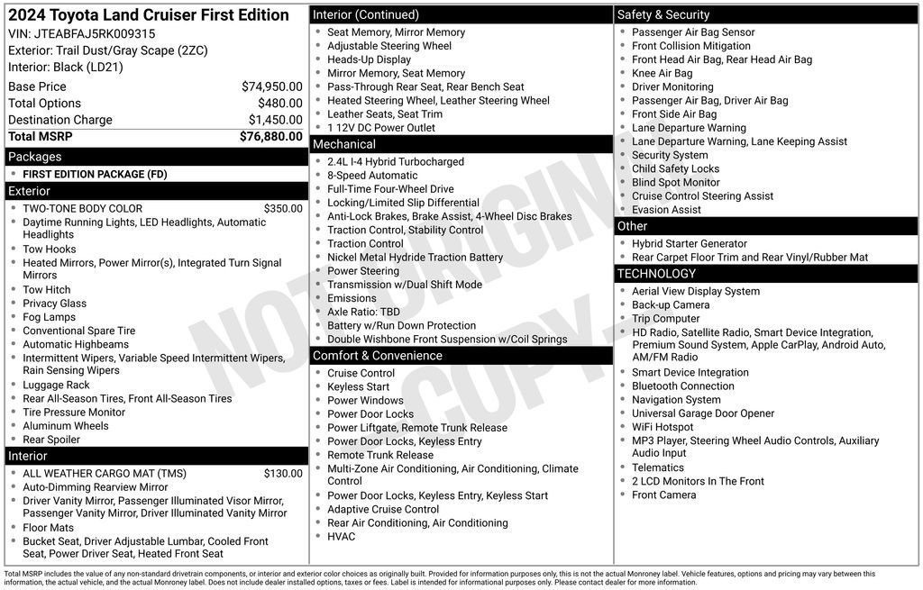 2024 Toyota Land Cruiser First Edition