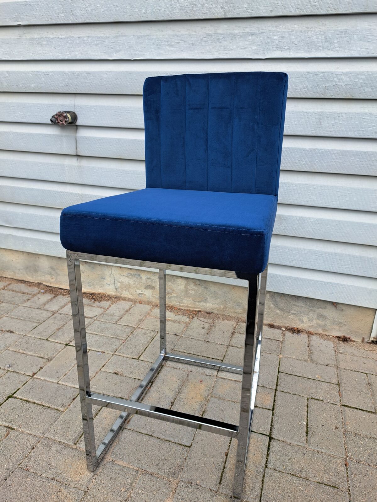 Navy Velvet Stool