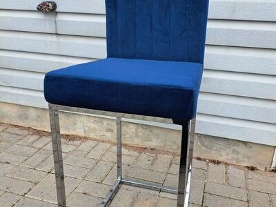 Navy Velvet Stool
