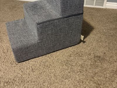 Gray 3-Step Pet Stairs Dog/Cat Ramp with Removable Washable Cover