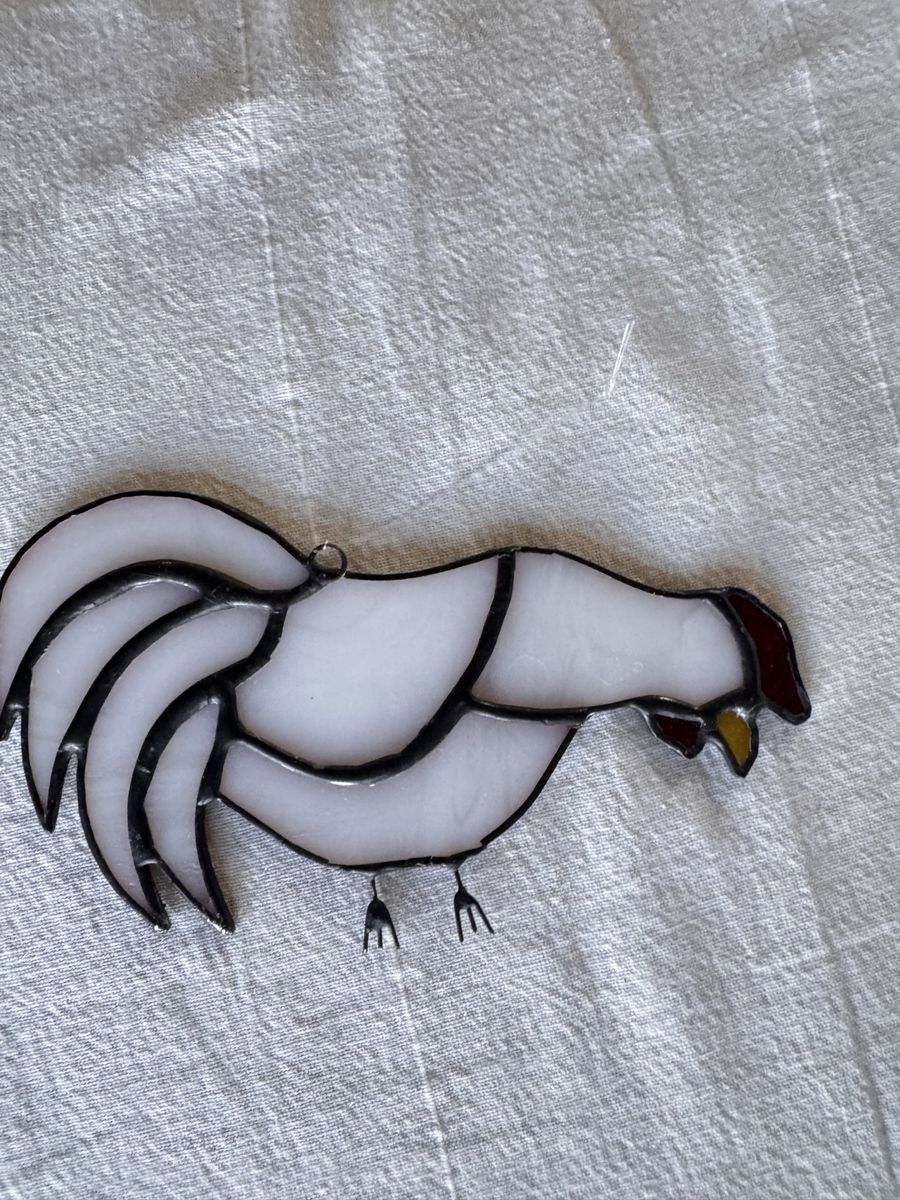 Handcrafted Stained Glass Chicken / Rooster Suncatcher Hanging Decor