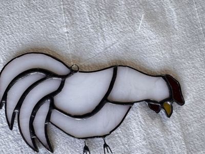Handcrafted Stained Glass Chicken / Rooster Suncatcher Hanging Decor
