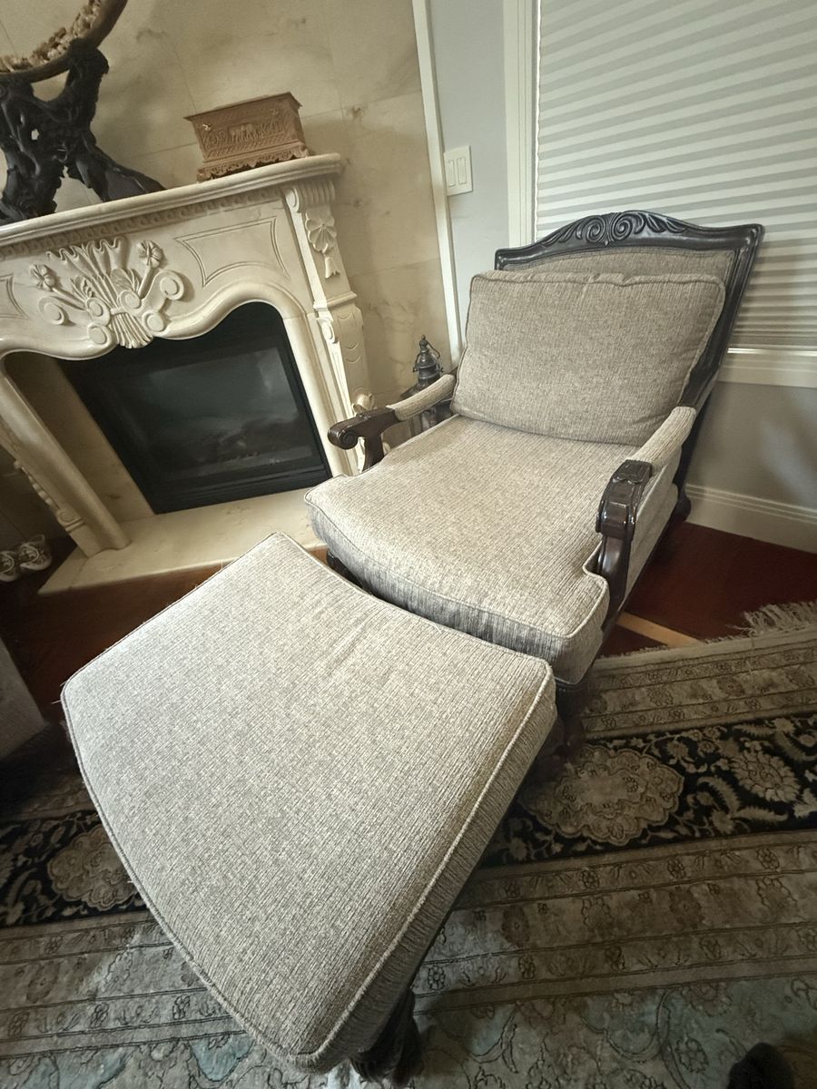 H.M. Richards Traditional Upholstered Armchair and Ottoman Set