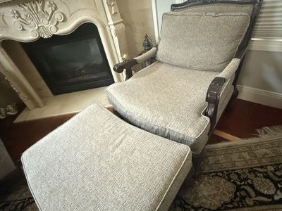 H.M. Richards Traditional Upholstered Armchair and Ottoman Set