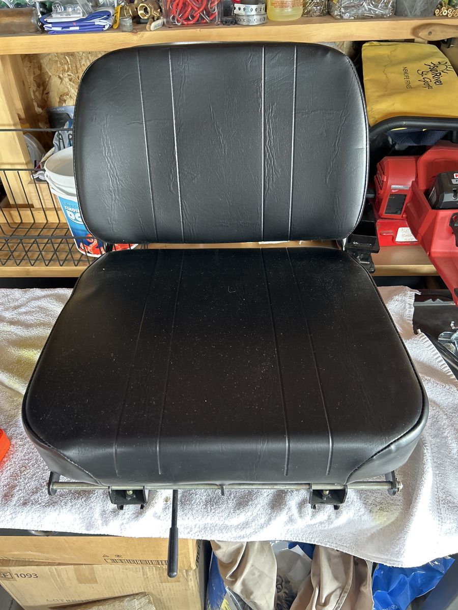 Black Forklift Tractor Seat with Sliding Adjuster - Universal Fit for Tractor/Forklift Equipment