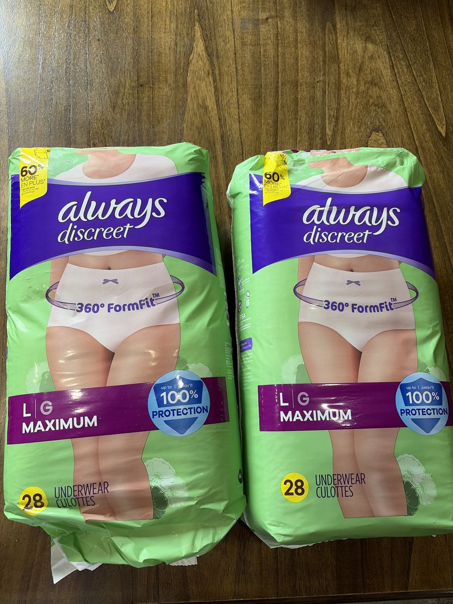 Brand New Always Discreet Maximum Underwear (Size Large) - Unopened