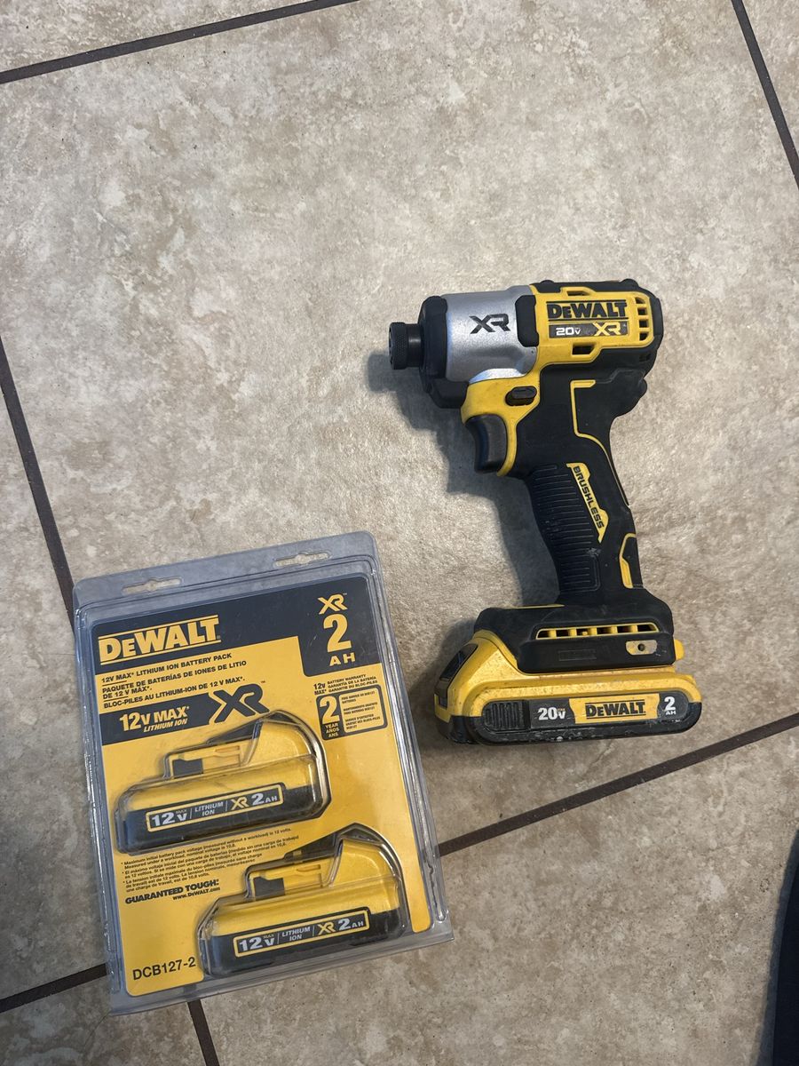 DeWalt 20V XR Brushless Cordless Impact Driver w/ 2x 12V MAX 2Ah Li-Ion Batteries (DCB127-2)