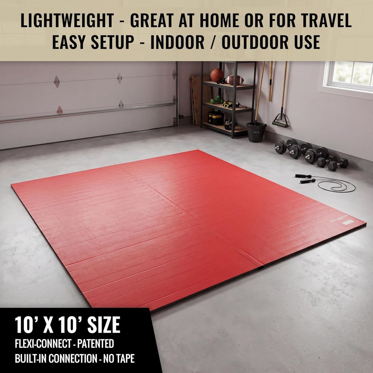 Red 10’x10’x1.25” Wrestling Mat, Home Workouts, Exercise