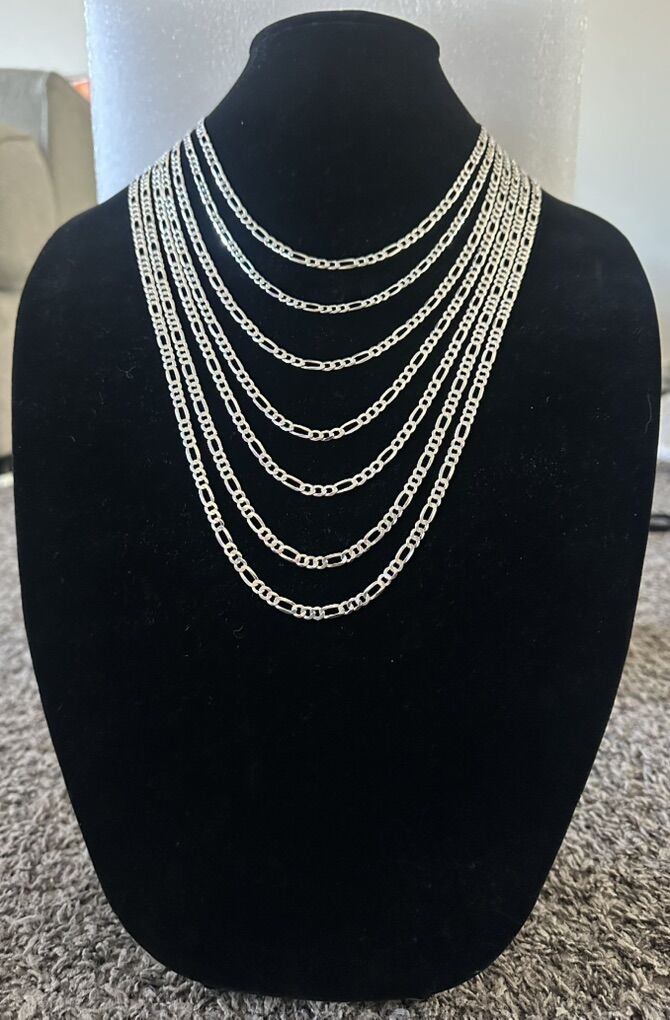 925 Sterling Silver Figaro Chains 18-30inch