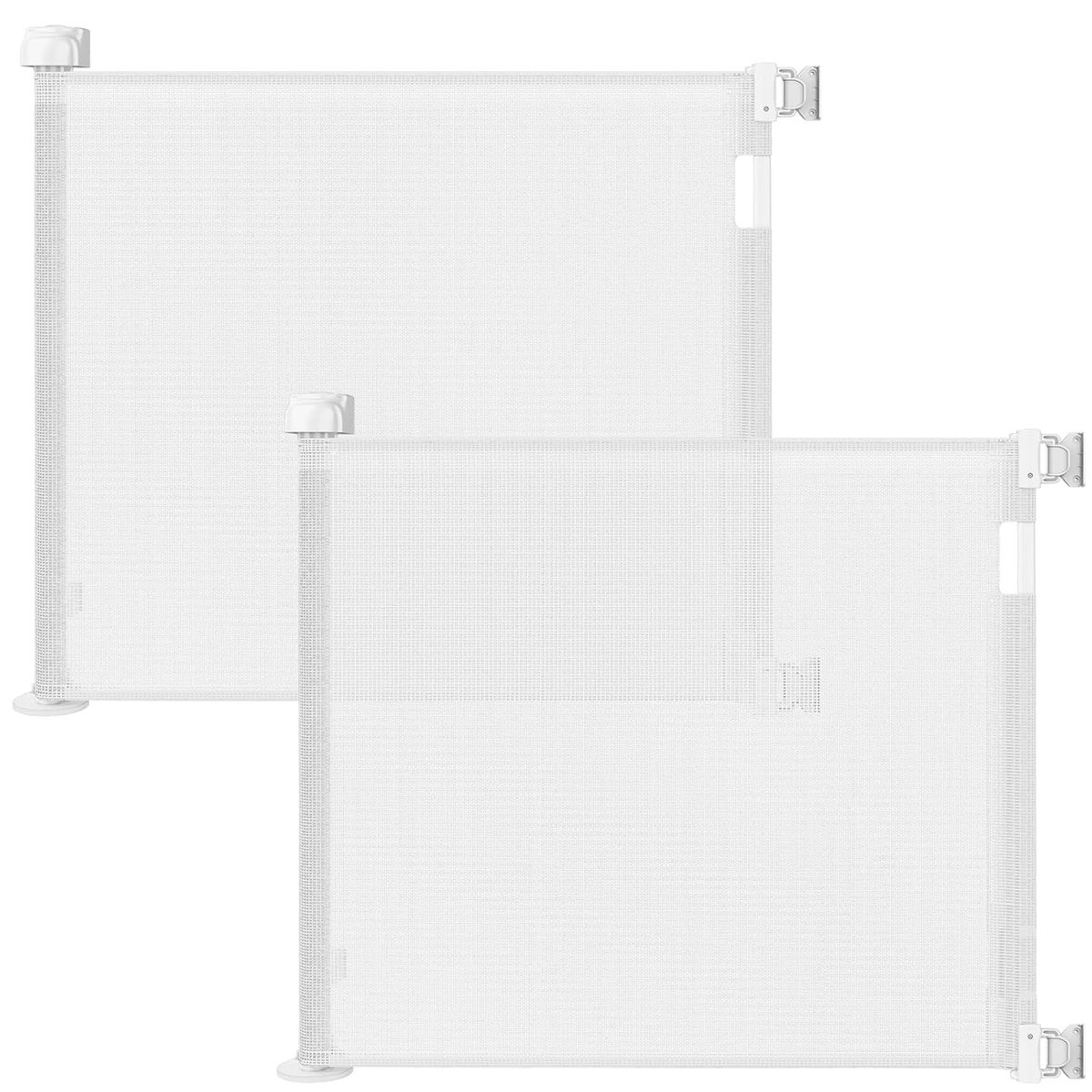 33.6"x55" (2 Pack) Retractable Mesh Baby Gate, Tall, Easy Installation