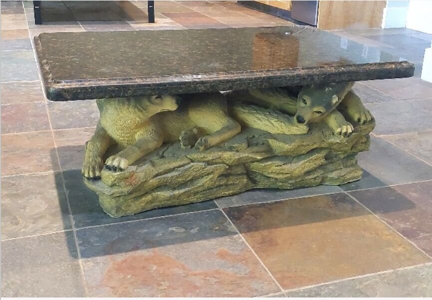 Wolf Pups Coffee Table Marble Top