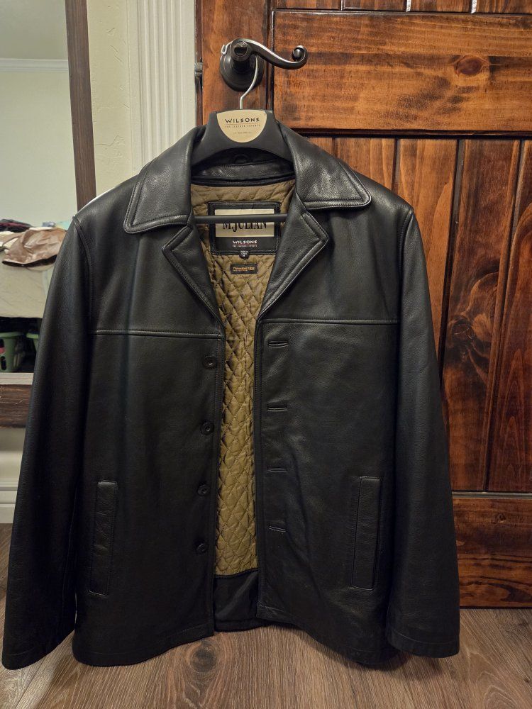 Wilsons M. Julian Men's Black Leather Jacket with Thinsulate Ultra Insulation - Size M- vintage