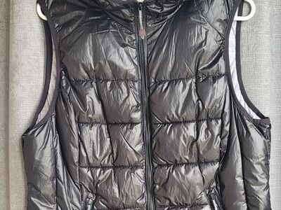 Black Puffer Vest Jacket Hooded Women XL