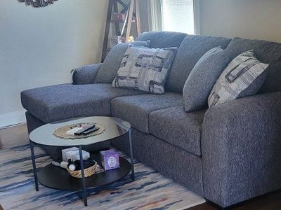 Sectional Sofa with Reversible Chaise, Gray Fabric Couch with Pillows