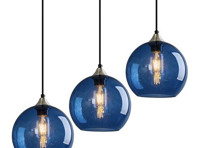 New- 3 gorgeous blue glass pendant lights