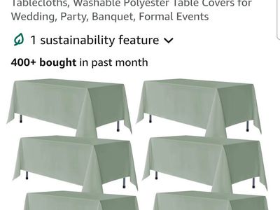6-Pack Sage Green 70x120" Wrinkle & Stain Resistant Washable Polyester Tablecloths