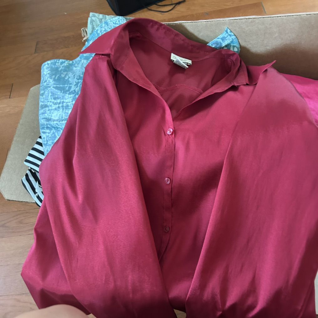 Long Sleeve Red Blouse, Large