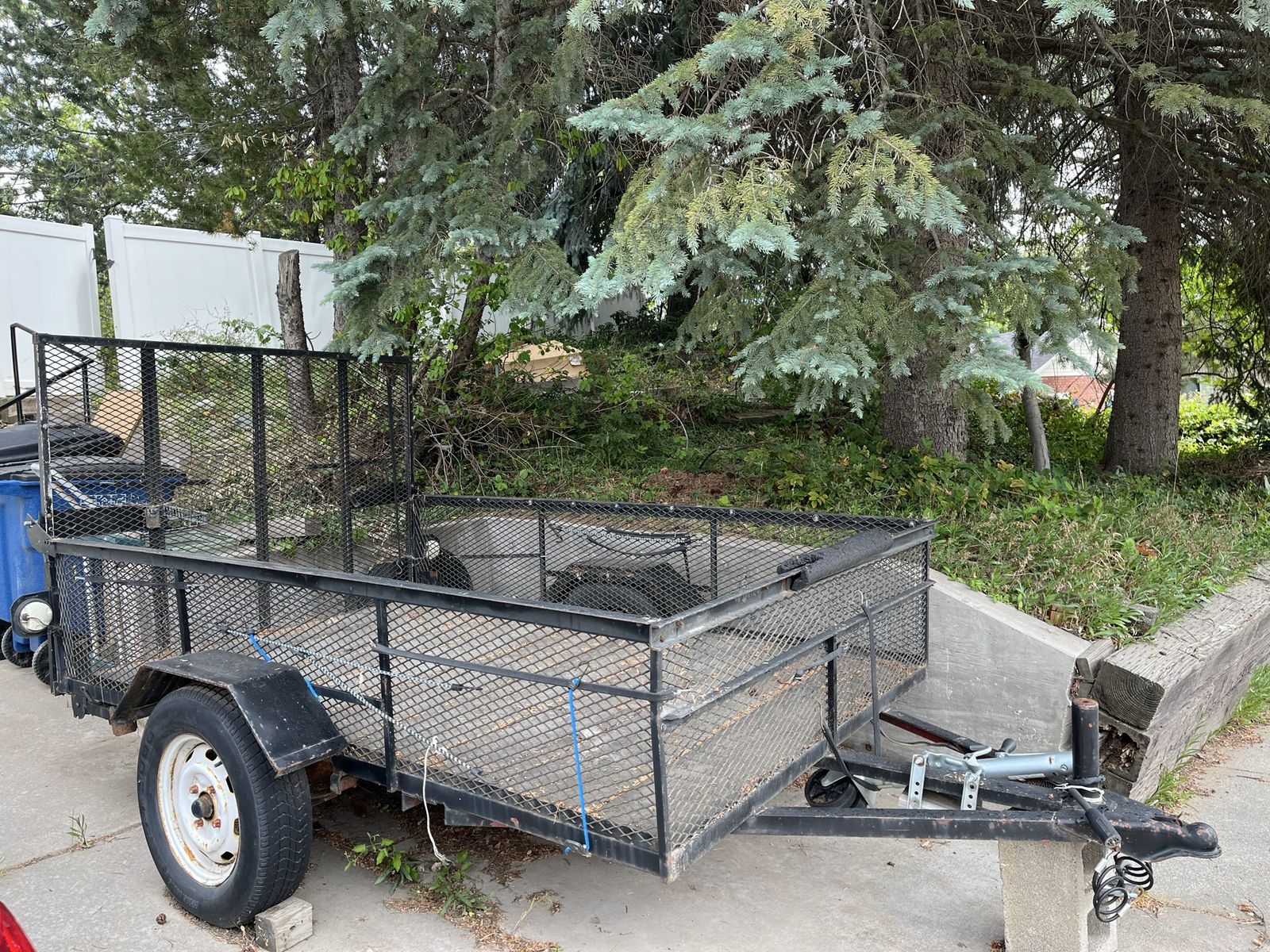 Utility Trailer with Tailgate Ramp - Black 2-Wheel Trailer for Hauling