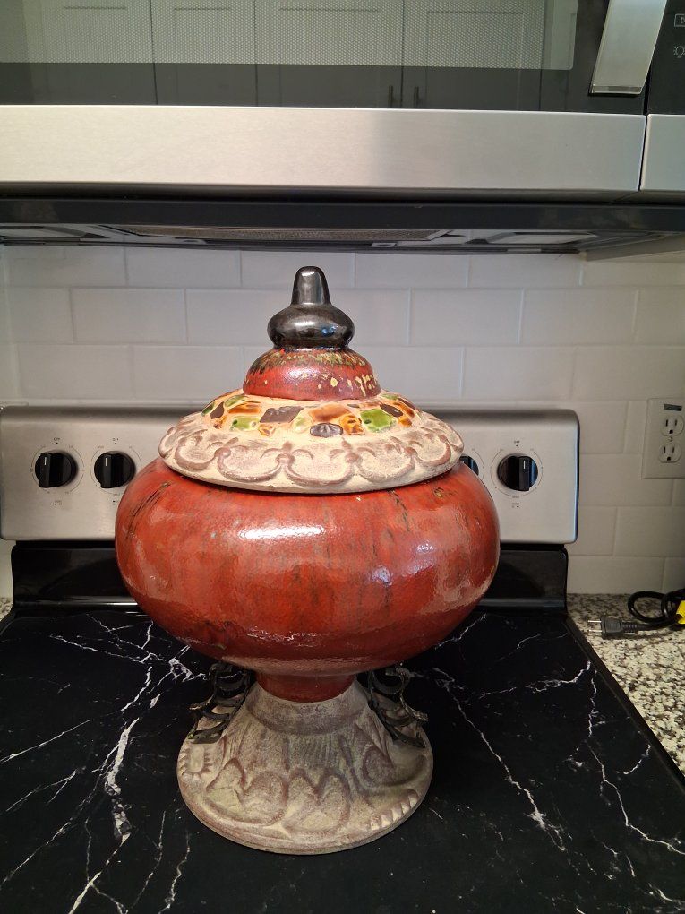 Handmade Ceramic Decorative Plate & Matching Jar with Mosaic Accent - Unique Home Decor