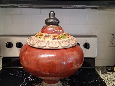 Handmade Ceramic Decorative Plate & Matching Jar with Mosaic Accent - Unique Home Decor
