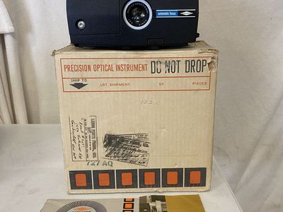 Vintage Sawyer’s Rotomatic 727 AQ Slide Projector – Works – Box & Accessories