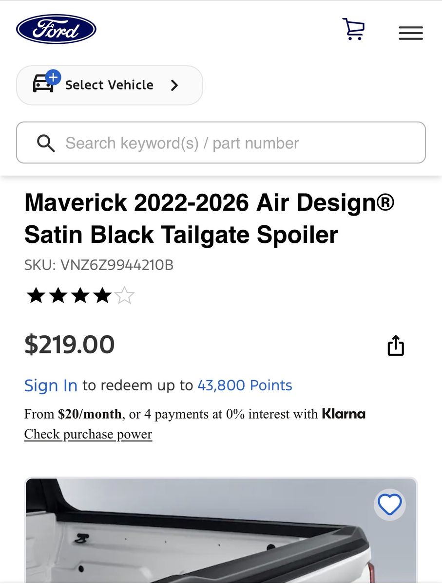 Ford Maverick 2022-2026 Air Design Satin Black Tailgate Spoiler NEW