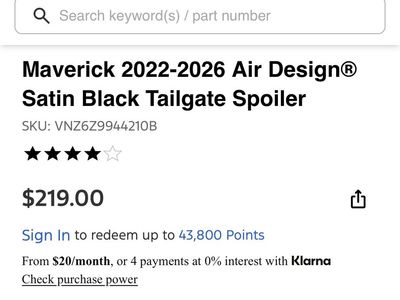 Ford Maverick 2022-2026 Air Design Satin Black Tailgate Spoiler NEW