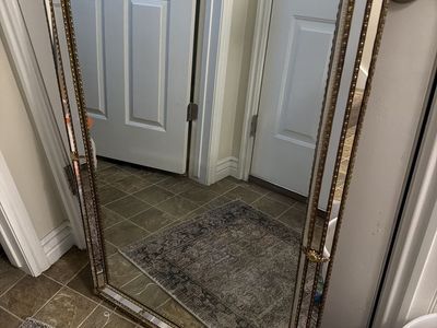 Large Gold & Mirrored Frame Wall Mirror - Ornate Accent Decor