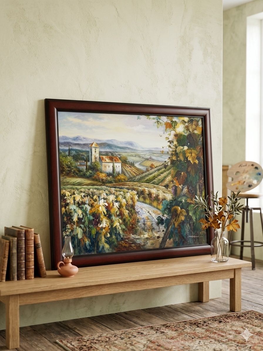 54” x 41.5” Large Framed Vintage Original Oil Painting - Signed