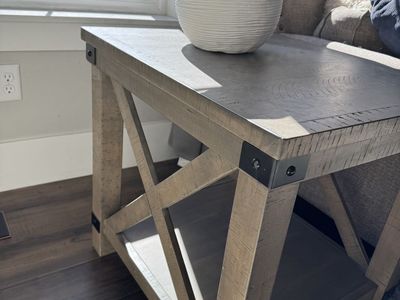 Set of Two Rustic Farmhouse Wooden End Table