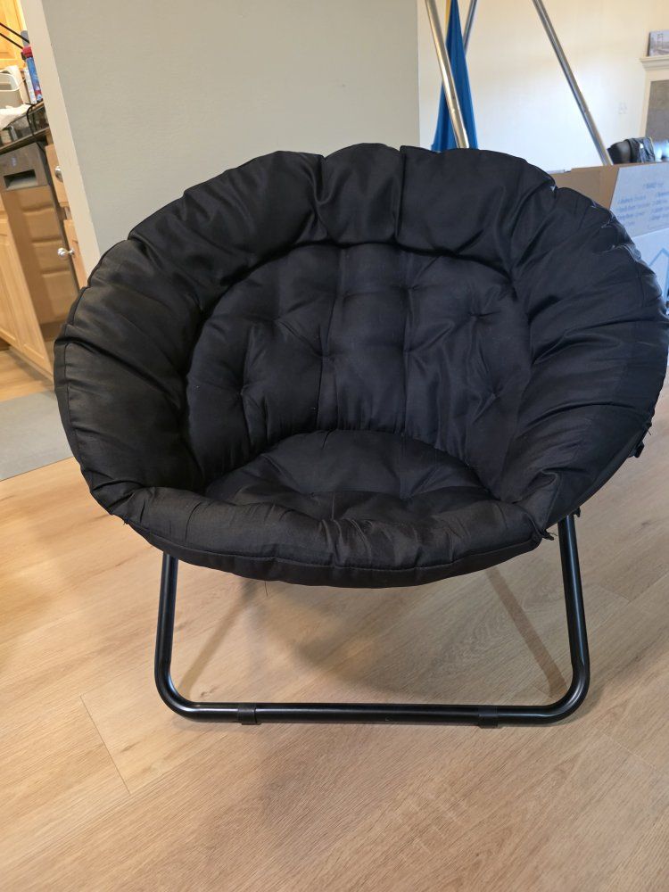Black Folding Saucer Chair Moon Chair