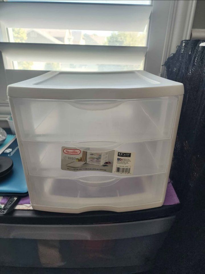 Sterilite Clear 3-Drawer Storage Unit Organizer 8.5" x 11" Plastic