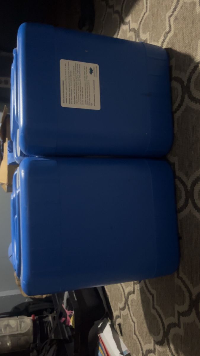 2x Blue Plastic Water Storage Containers - Heavy Duty, Portable, 5+ Gallon Capacity