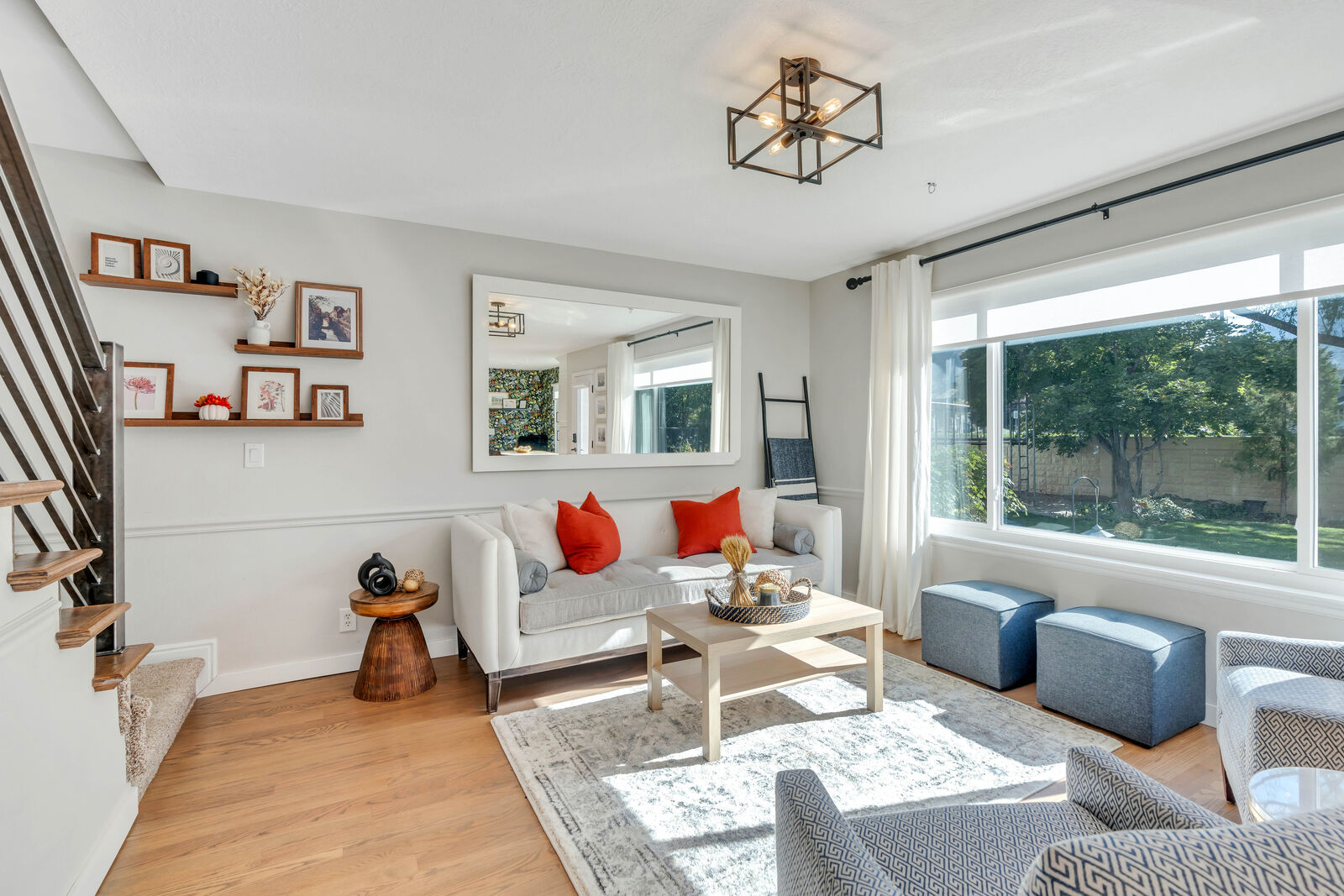 Large White Framed Mirror – 74” x 45”