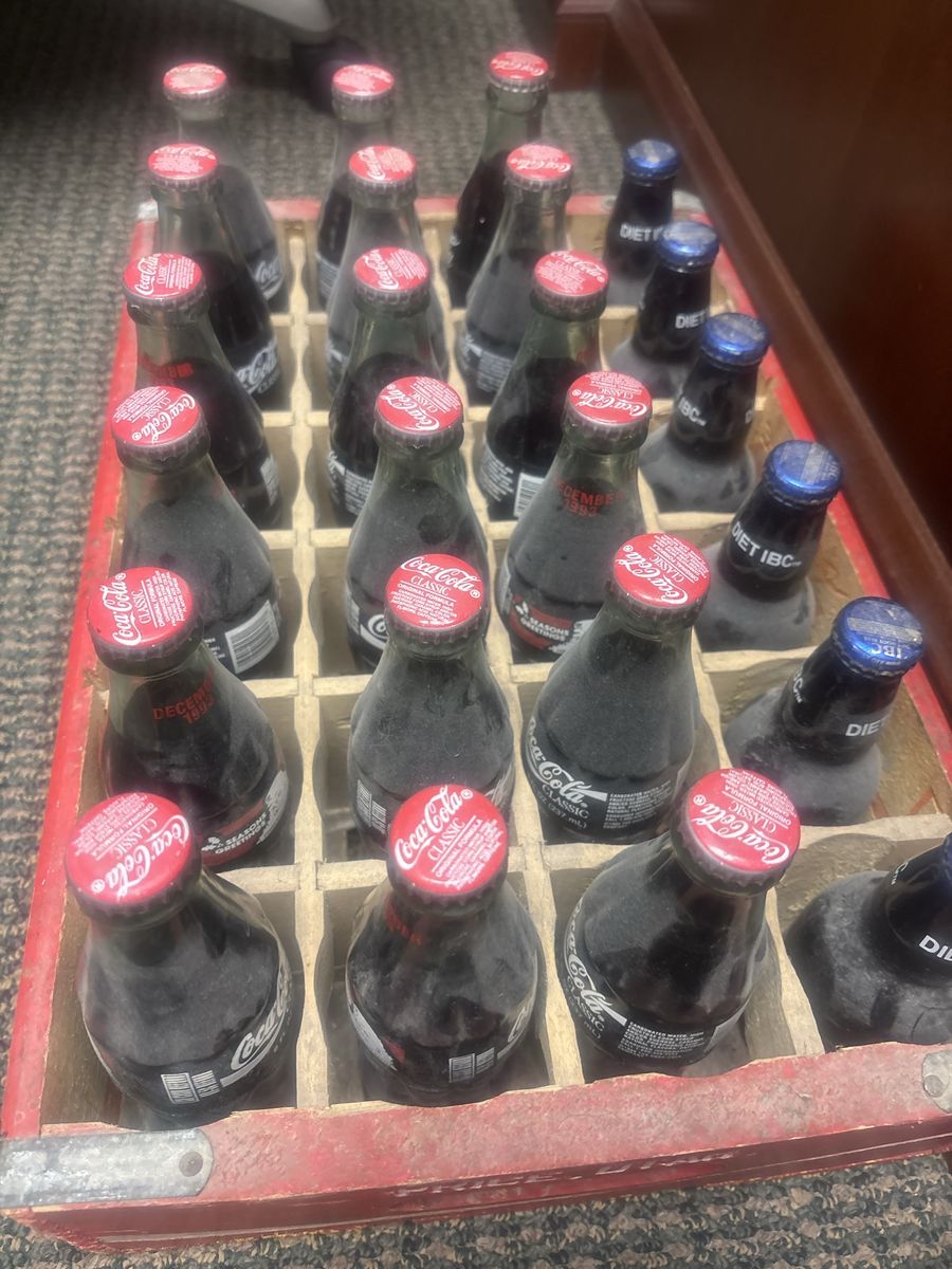 Vintage Coca-Cola & Diet IBC Glass Soda Bottles in Crate (1986 & 1993)